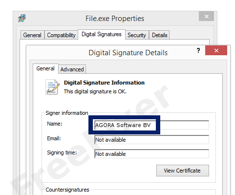 Screenshot of the AGORA Software BV certificate